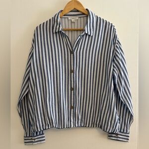 beachlunchlounge Blue and White Striped Button Down Shirt